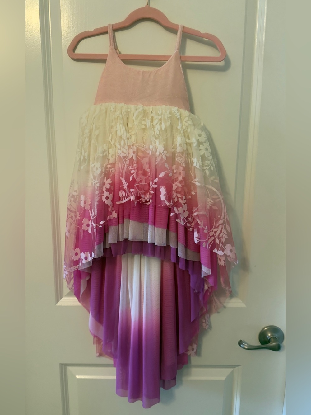 2T Pleiades Pink Ombre Floral High-Low Dress